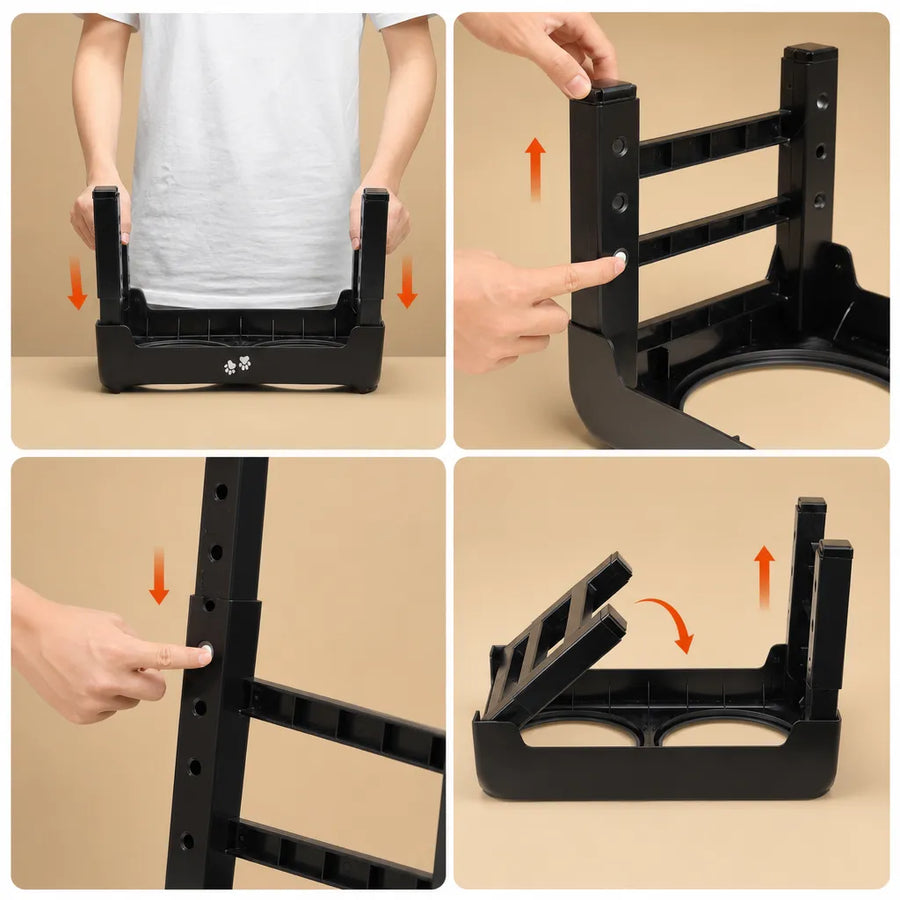 Bol surélevé pour chien réglable - Double inox 4 hauteurs