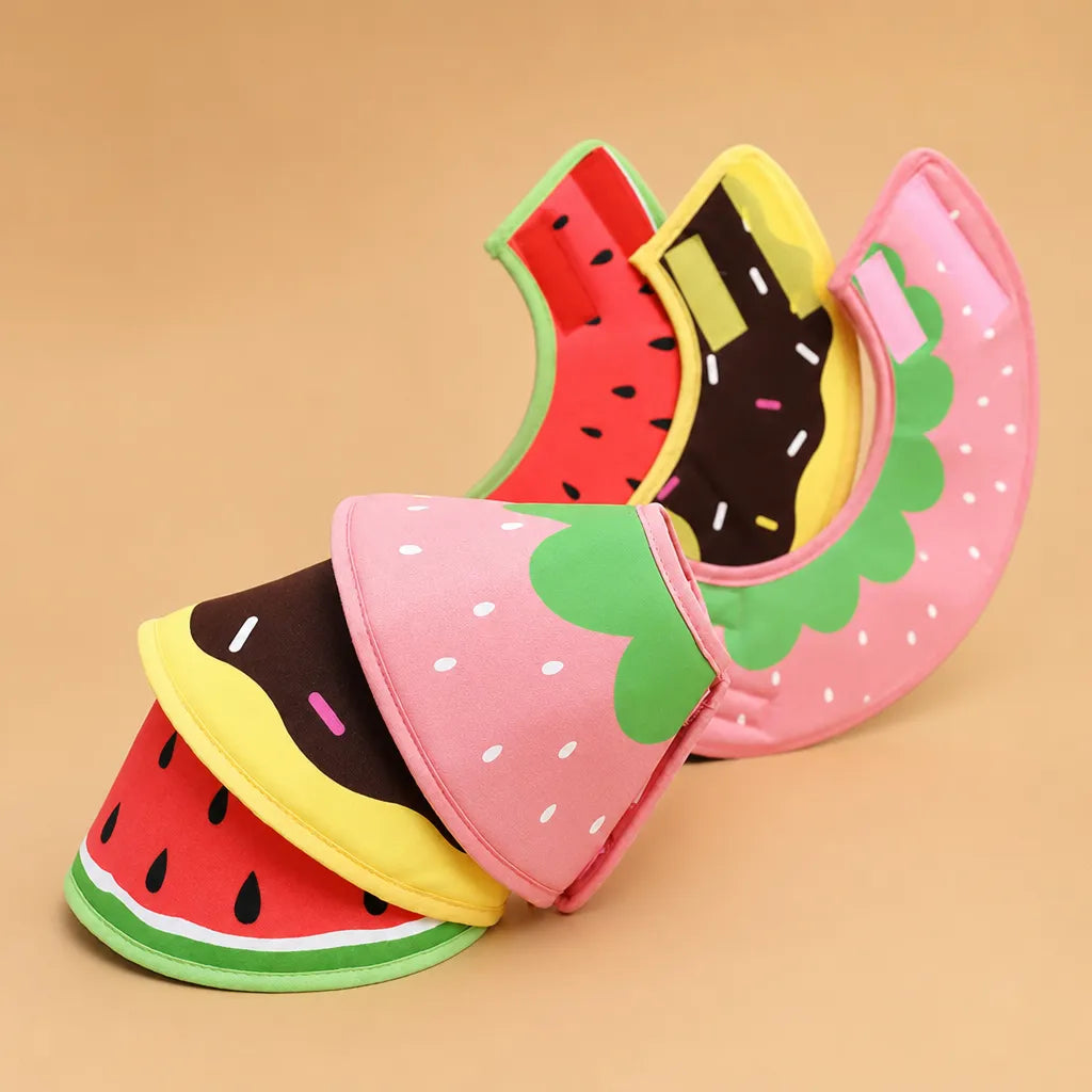 Collerette chien tissu coton - Motifs fruités anti-léchage