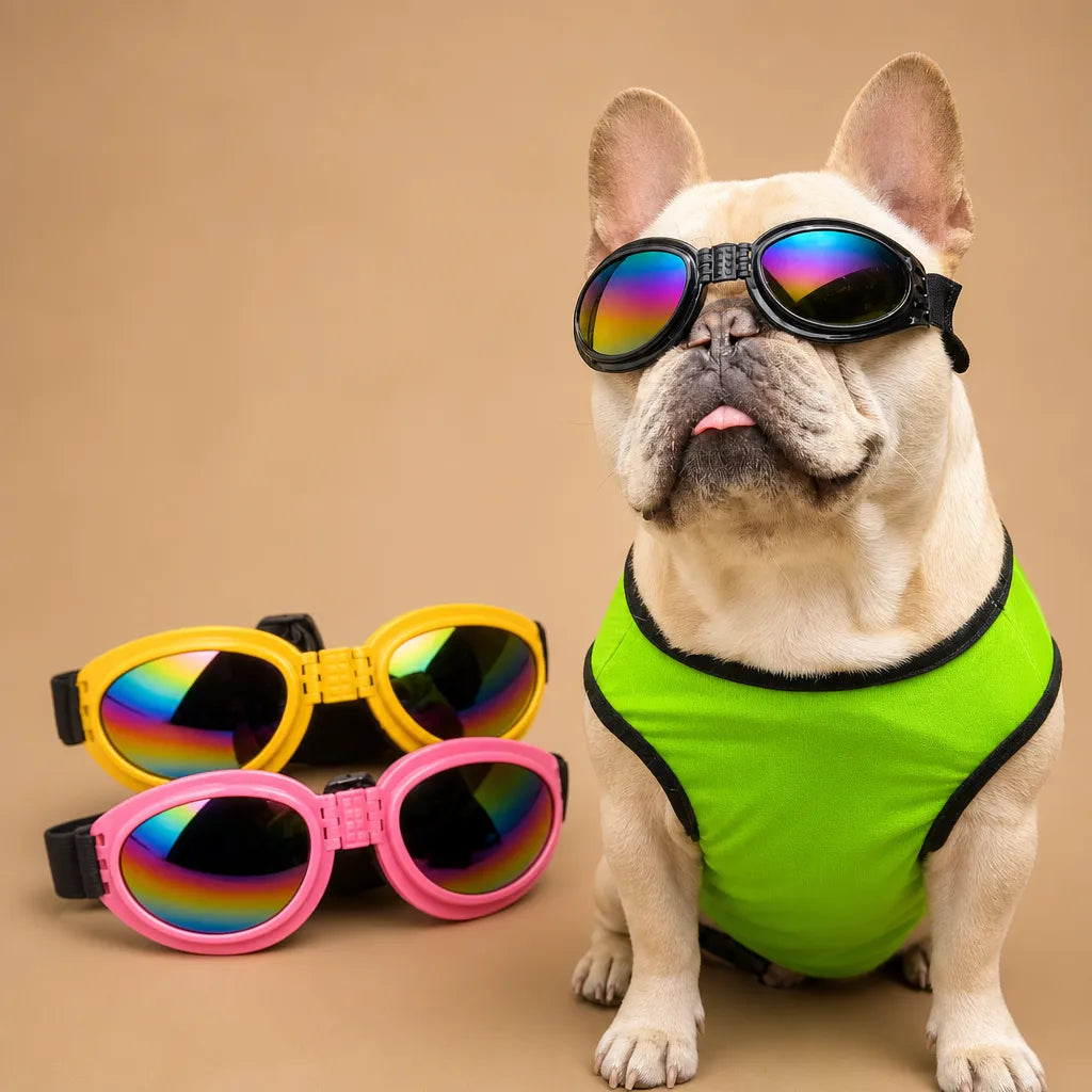 Lunette de soleil pour chien pliable - Double sangle 6 coloris