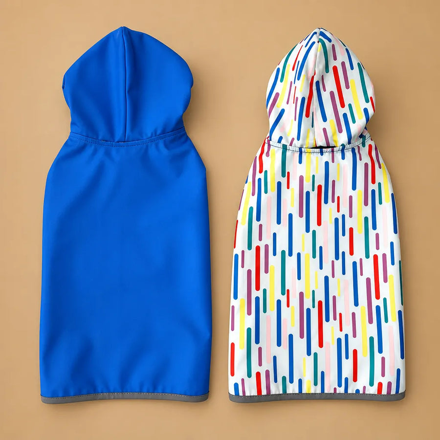 Coupe vent chien imperméable réversible - 9 tailles, capuche