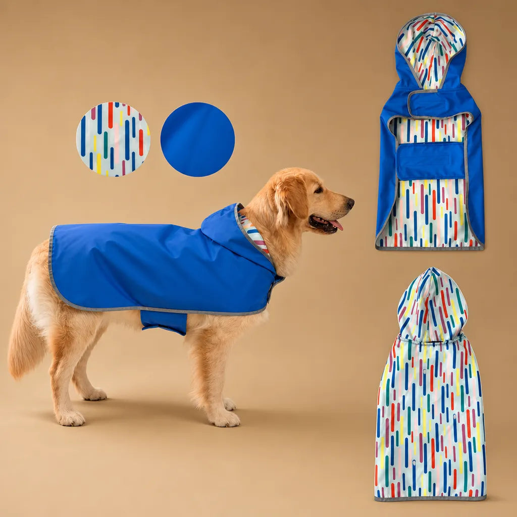 Coupe vent chien imperméable réversible - 9 tailles, capuche