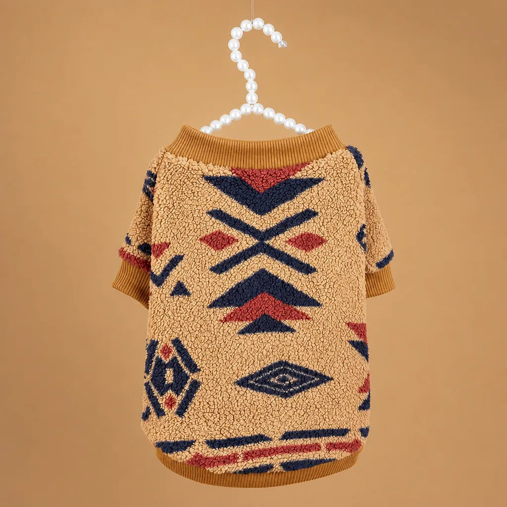 Pull chien hiver ethnique en peluche - XS à XXL