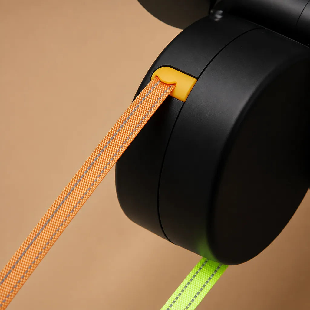 Laisse pour deux chiens rétractable LED - Pivotante 360°