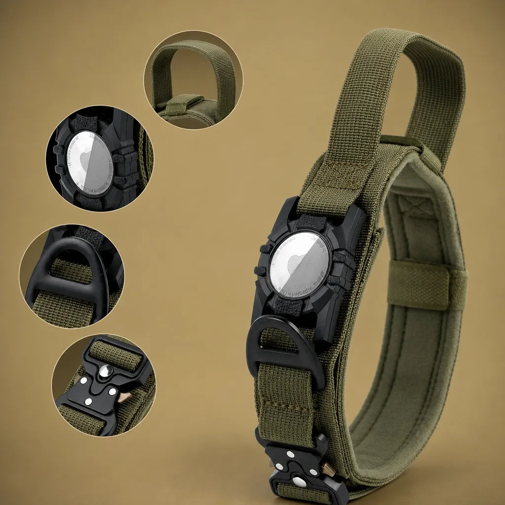 Collier chien tactique avec AirTag - poignée de contrôle