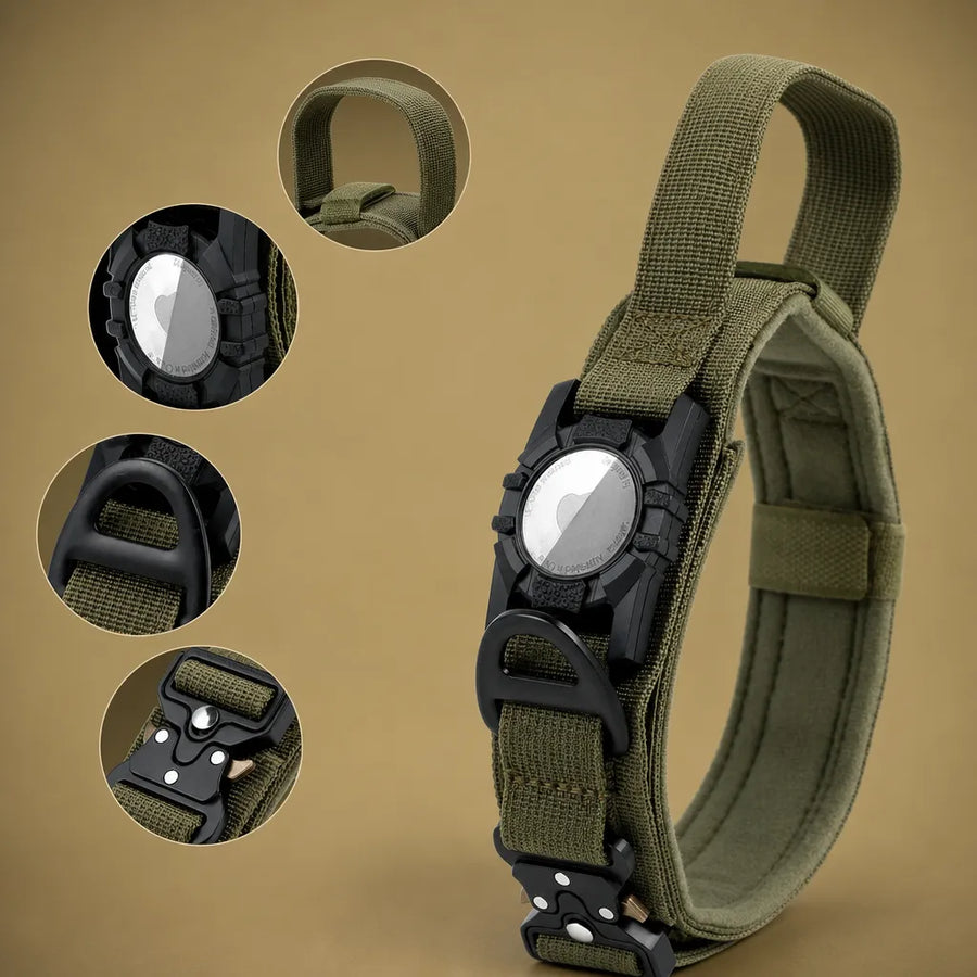 Collier chien tactique avec AirTag - poignée de contrôle