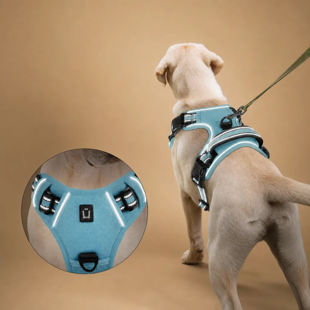 Harnais Chien Réfléchissant Rembourré - Double Attache