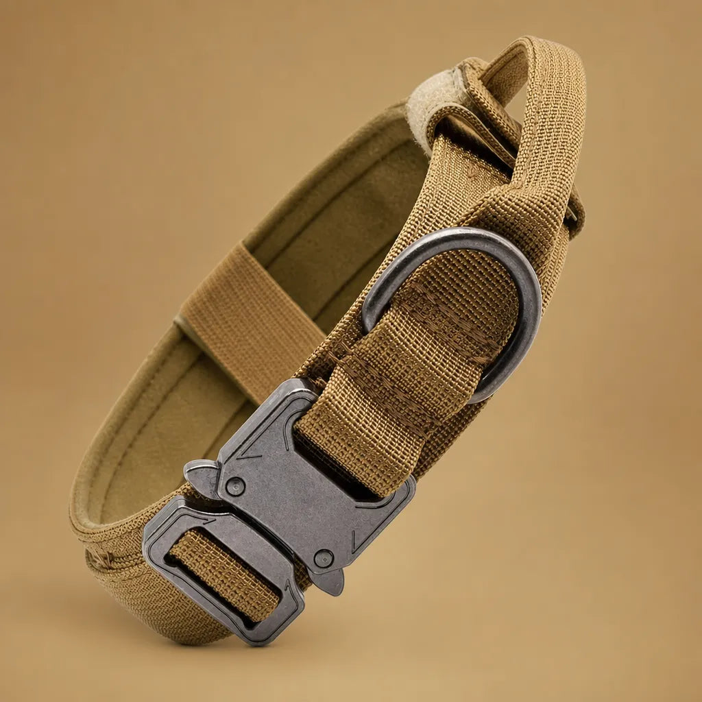 Collier tactique chien - Nylon militaire poignée métal M à XL
