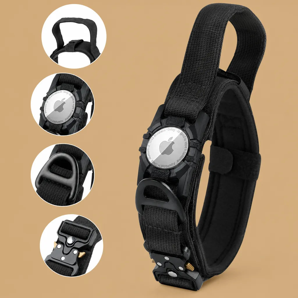 Collier chien tactique avec AirTag - poignée de contrôle