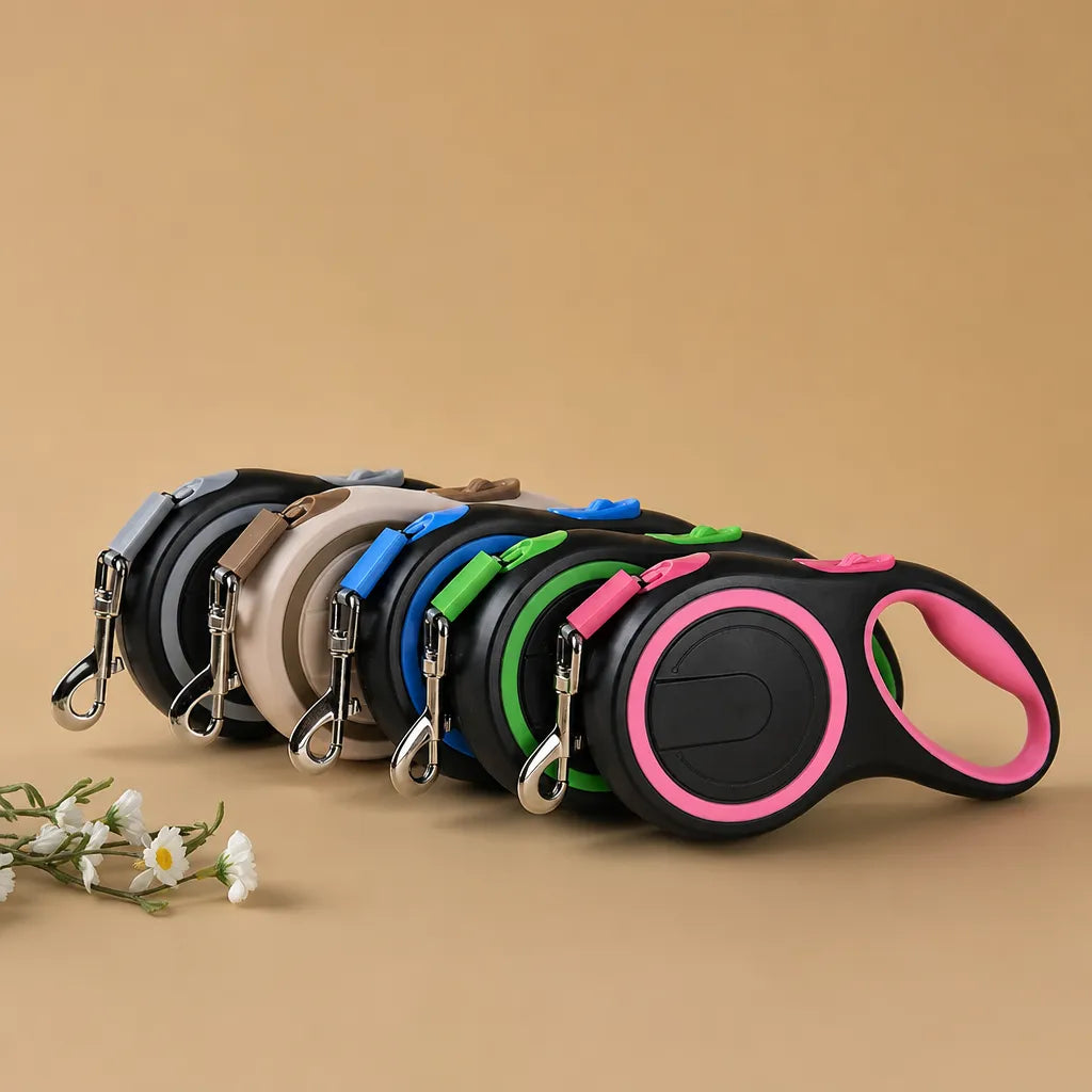 Laisse rétractable chien - 8m nylon jusqu'à 50 kg 5 coloris