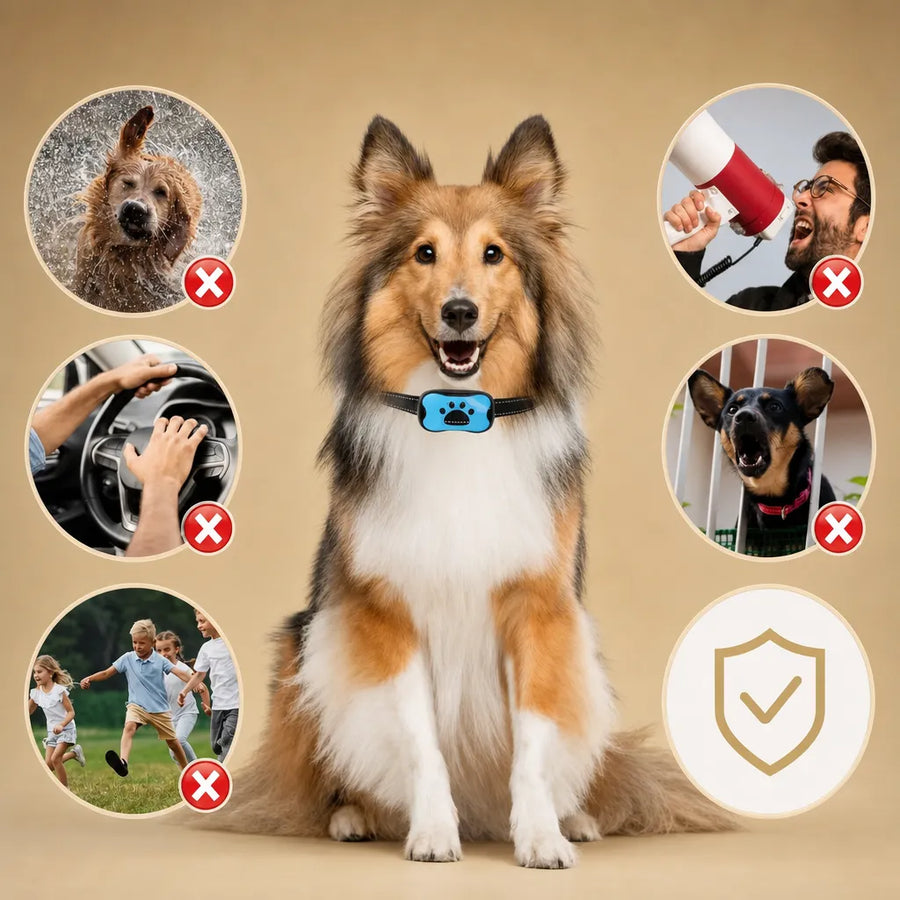Collier anti aboiement pour chien - Son et vibration USB