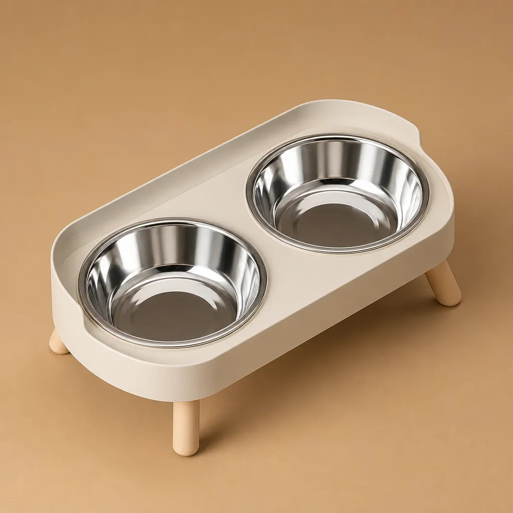 Gamelle haute pour chien - Double bol surélevé acier ou céramique