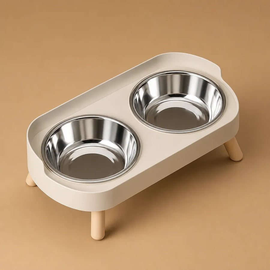 Gamelle haute pour chien - Double bol surélevé acier ou céramique