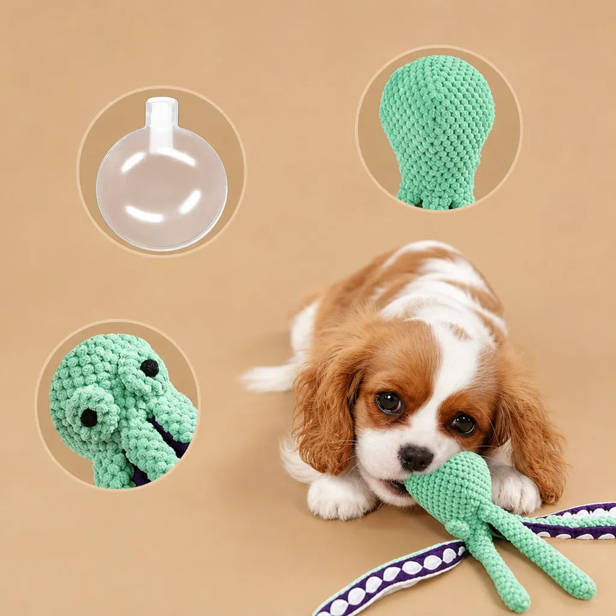 Jouet pieuvre chien sonore - Peluche poulpe interactive résistante