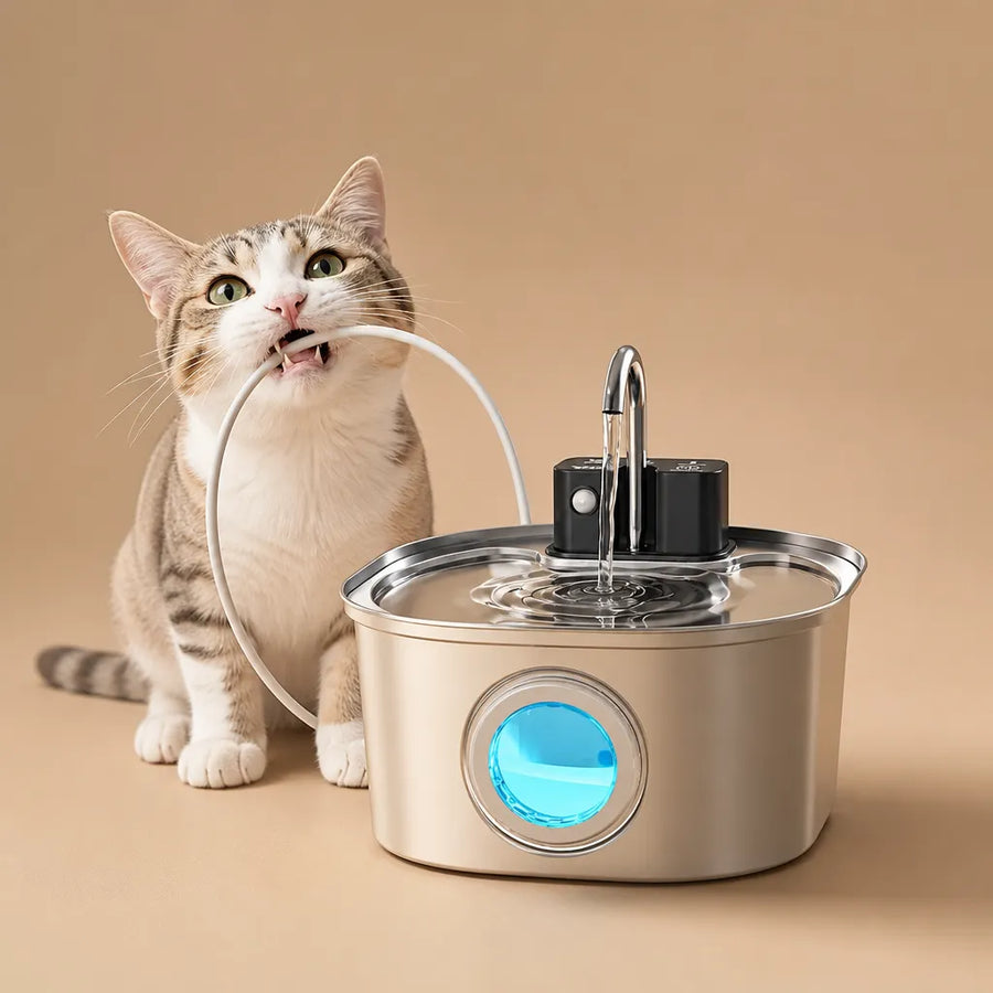 Fontaine à eau pour chien inox automatique - Capteur 3,2 L