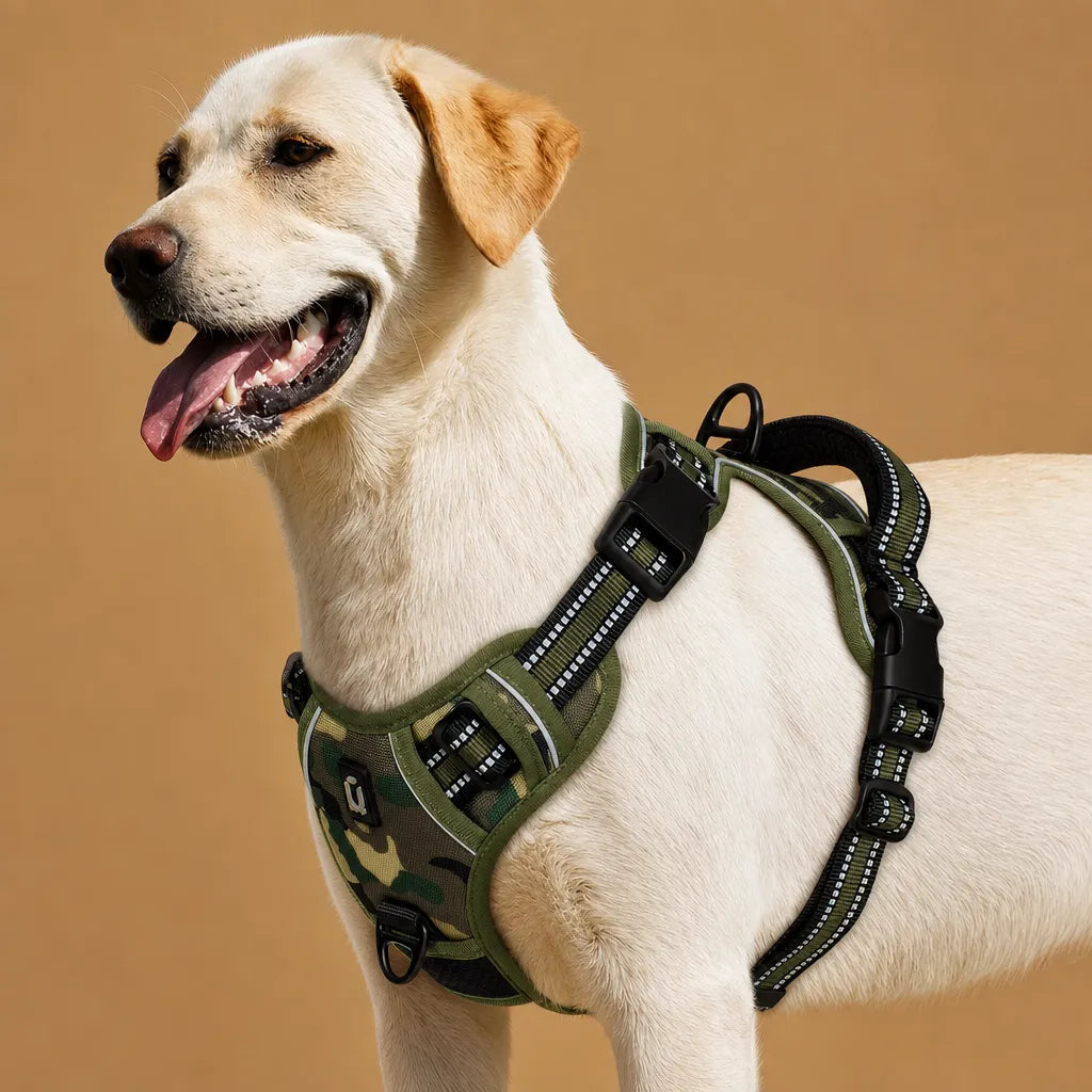 Harnais Chien Réfléchissant Rembourré - Double Attache