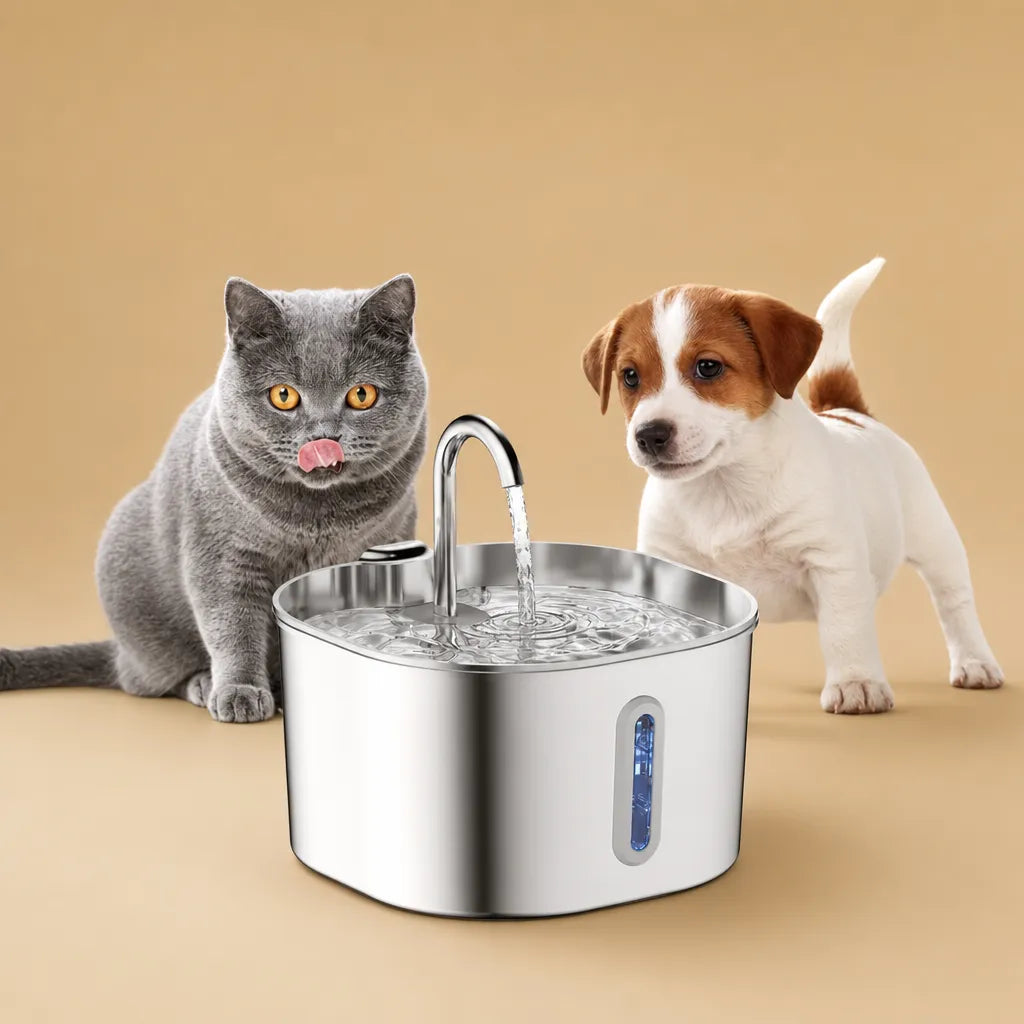 Fontaine chien inox silencieuse filtrée - 2,2 L USB