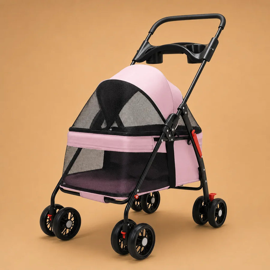 Poussette chien légère pliable - Jusqu'à 15 kg 4 roues