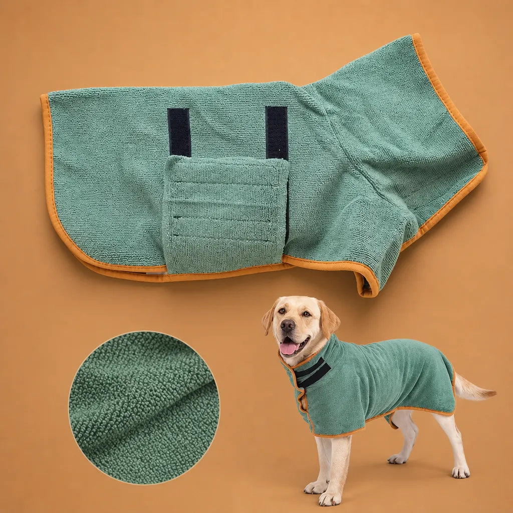 Peignoir microfibre chien - nanofibre 5 tailles XS à XL