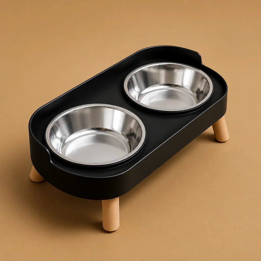 Gamelle haute pour chien - Double bol surélevé acier ou céramique