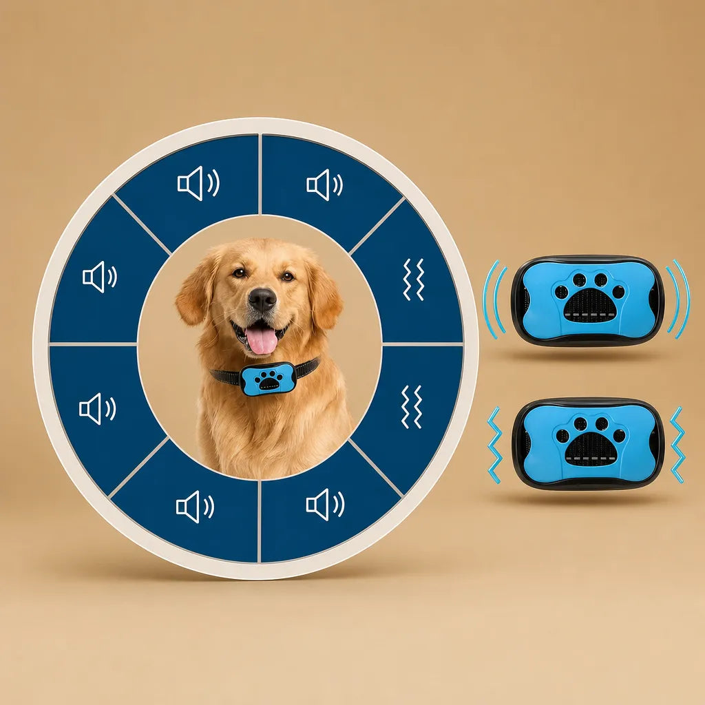 Collier anti aboiement pour chien - Son et vibration USB