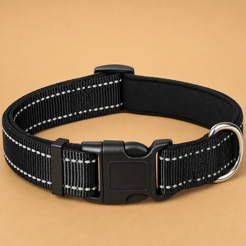Collier chien réfléchissant - Nylon rembourré S à XL 14 coloris