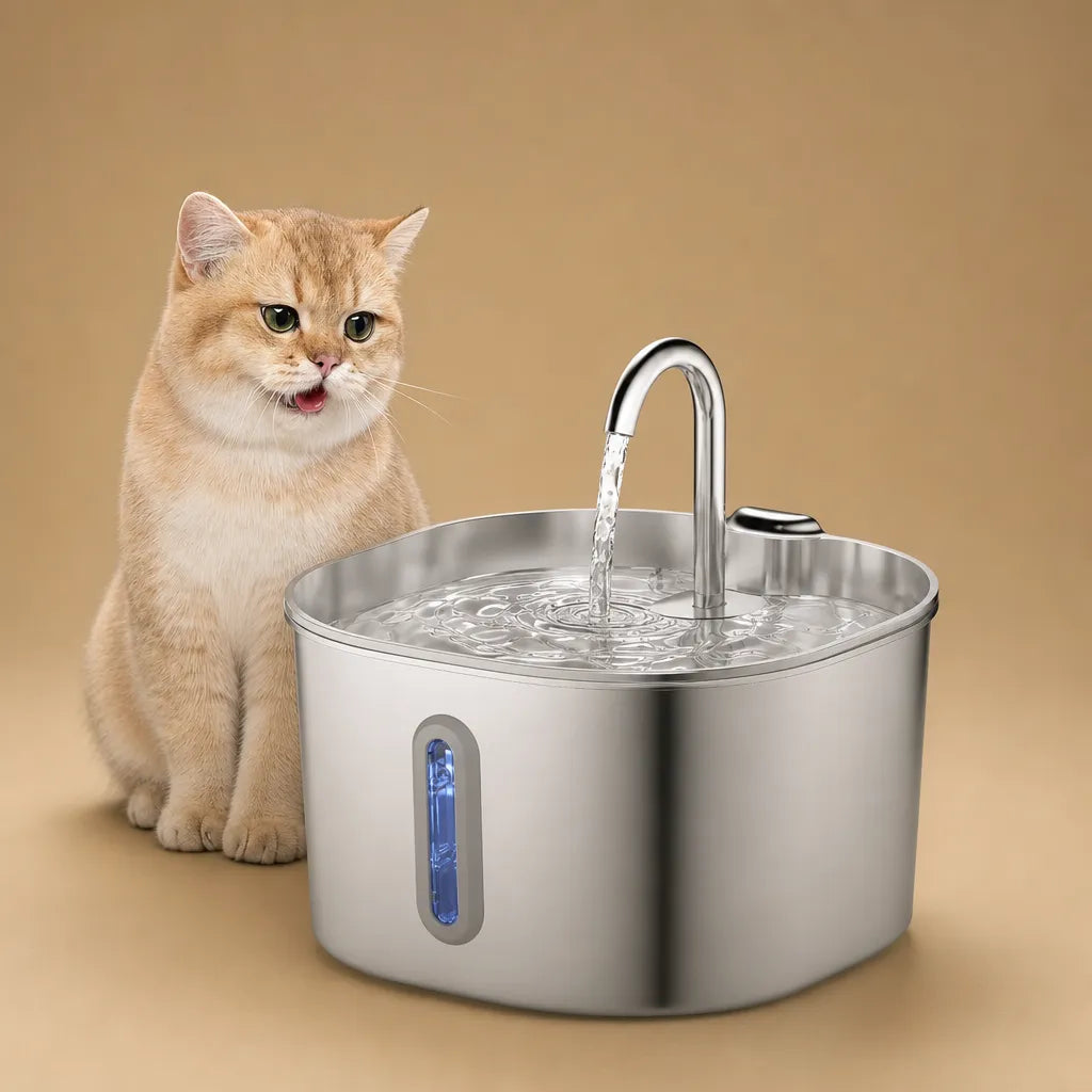 Fontaine chien inox silencieuse filtrée - 2,2 L USB