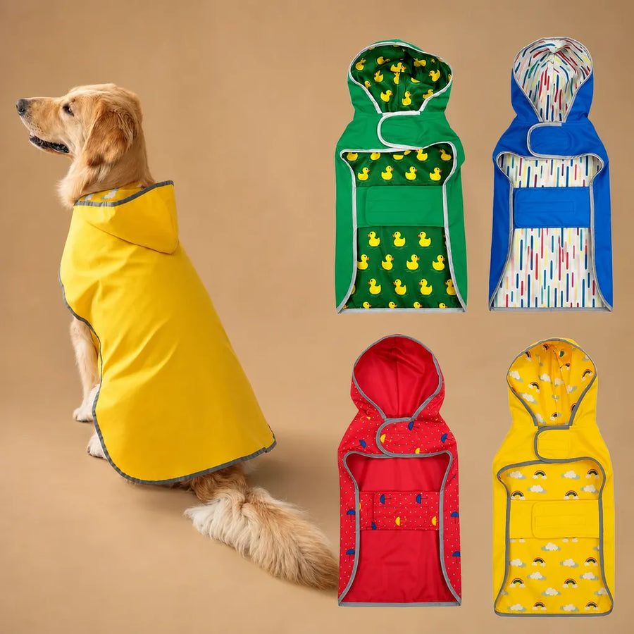Coupe vent chien imperméable réversible - 9 tailles, capuche