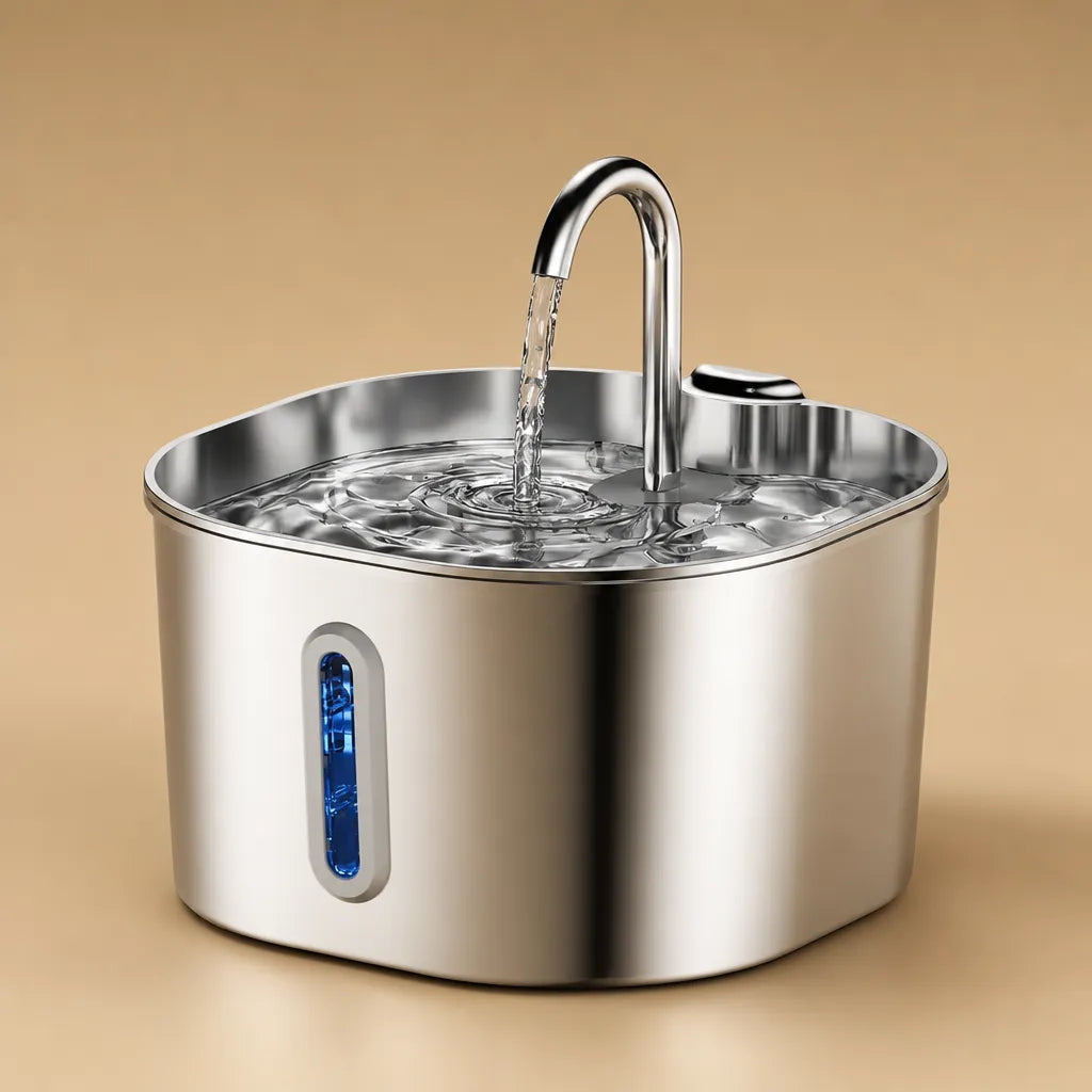 Fontaine chien inox silencieuse filtrée - 2,2 L USB