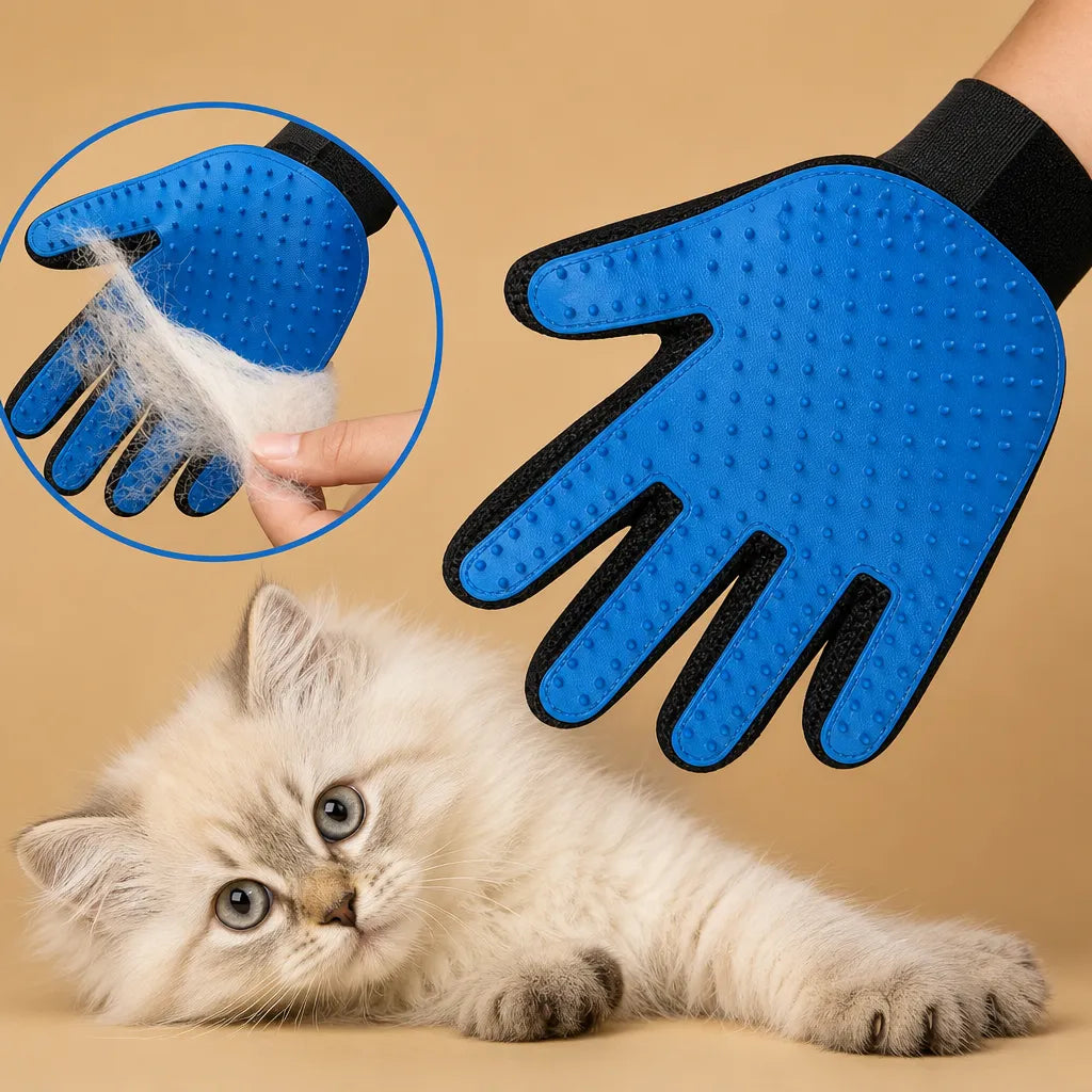 Brosse chien gant en silicone - Massage, bain et déshedding