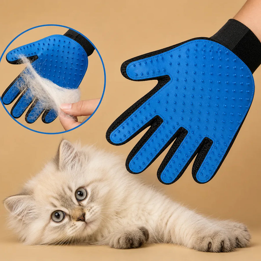 Brosse chien gant en silicone - Massage, bain et déshedding