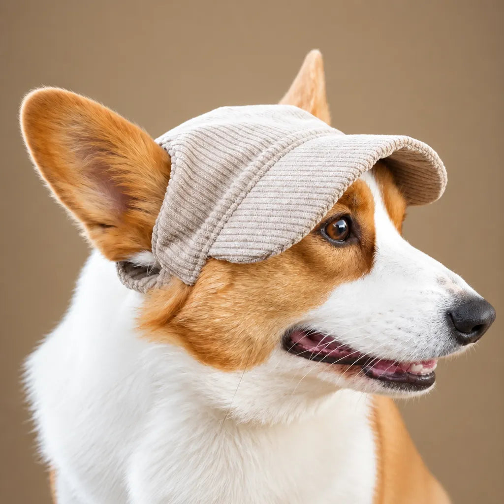 Casquette pour petit chien - Velours côtelé & Trous oreilles