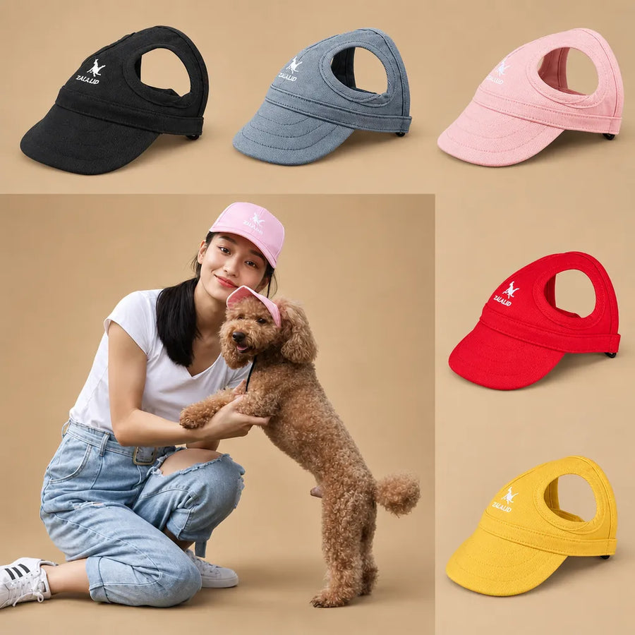 Casquette chien baseball - Visière UV & Trous pour oreilles