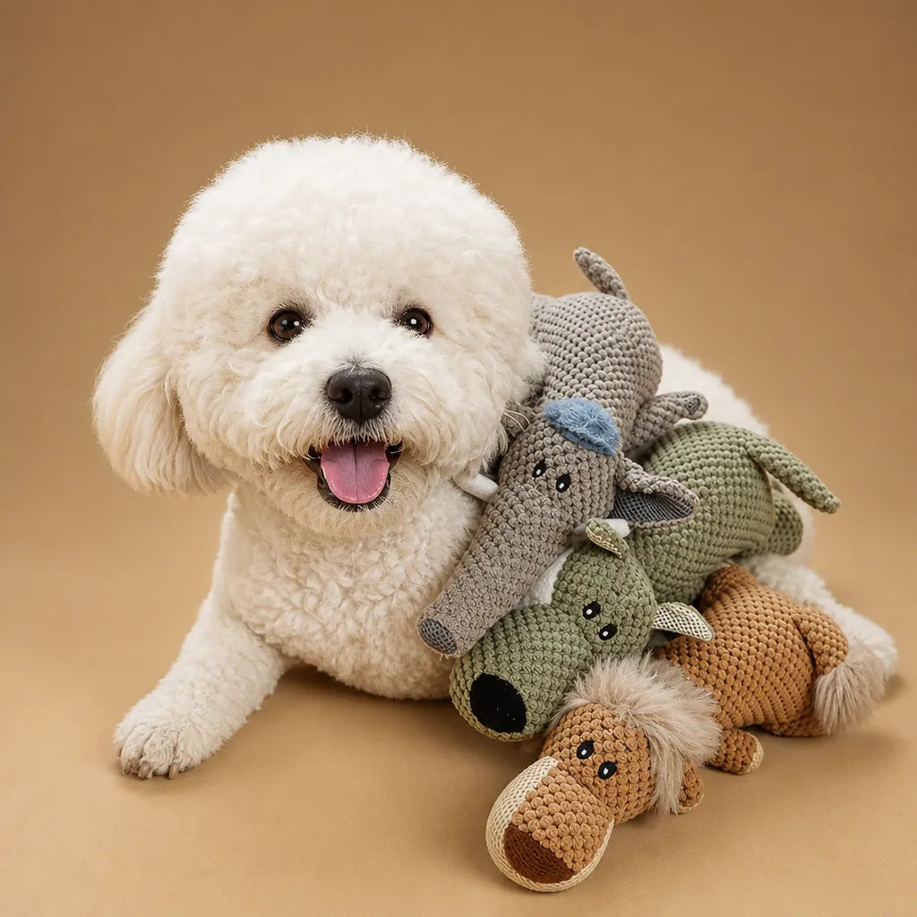 Doudou pour chien sonore - Peluche douce résistante petit chien
