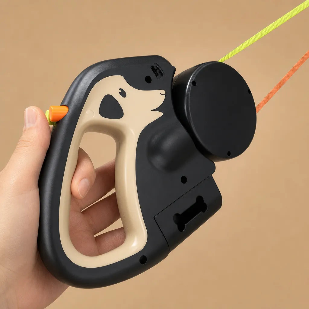 Laisse pour 2 chiens rétractable 3m - Lampe & sacs inclus