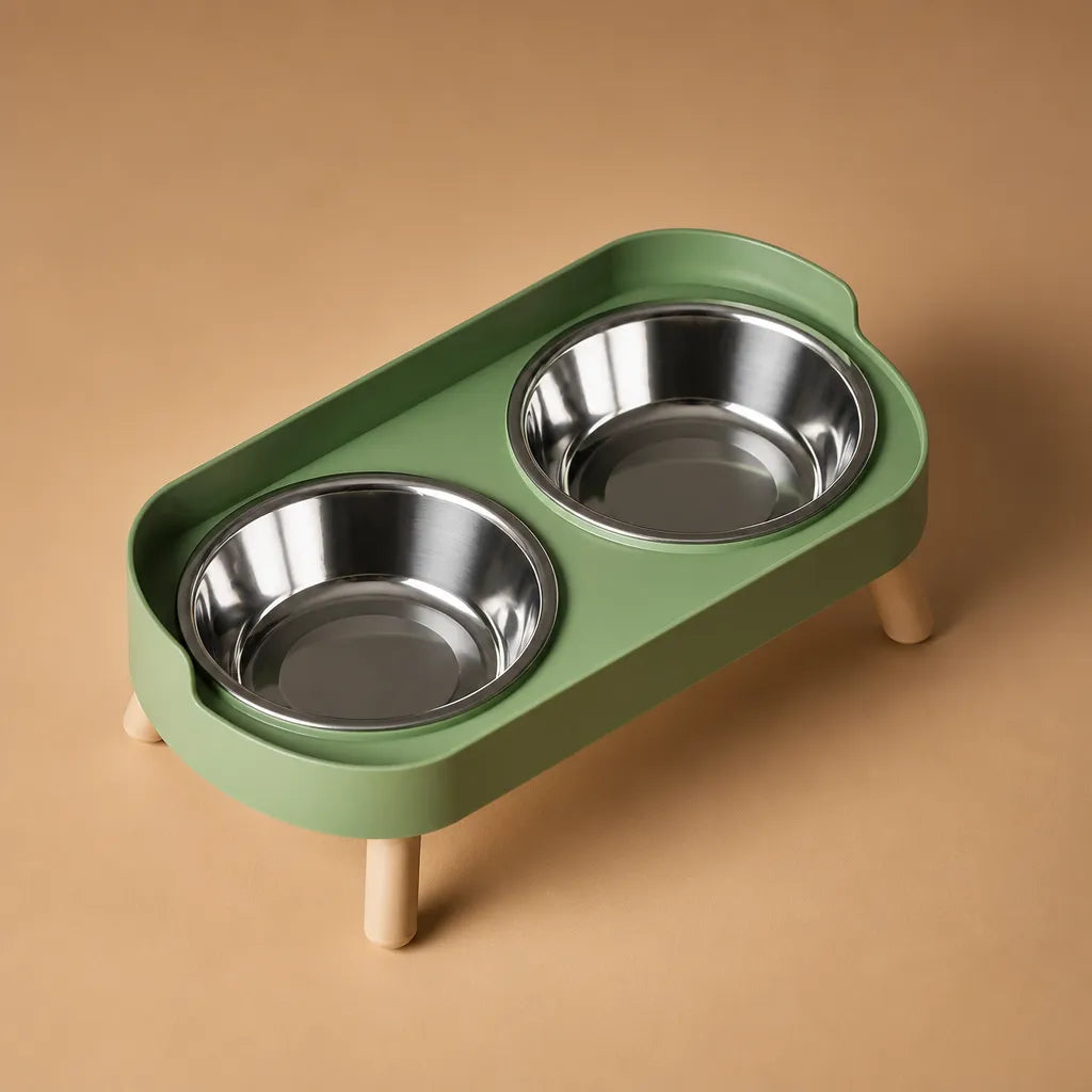 Gamelle haute pour chien - Double bol surélevé acier ou céramique
