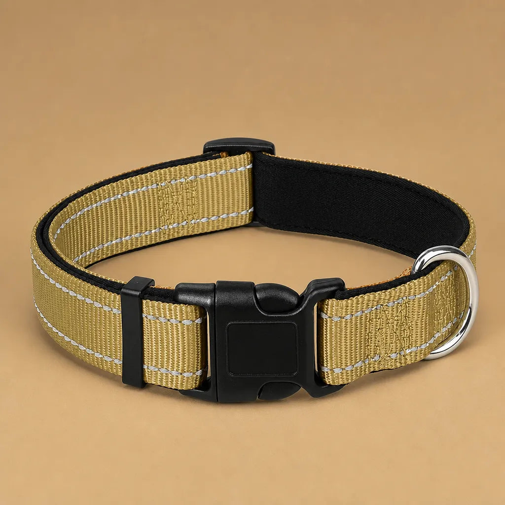 Collier chien réfléchissant - Nylon rembourré S à XL 14 coloris
