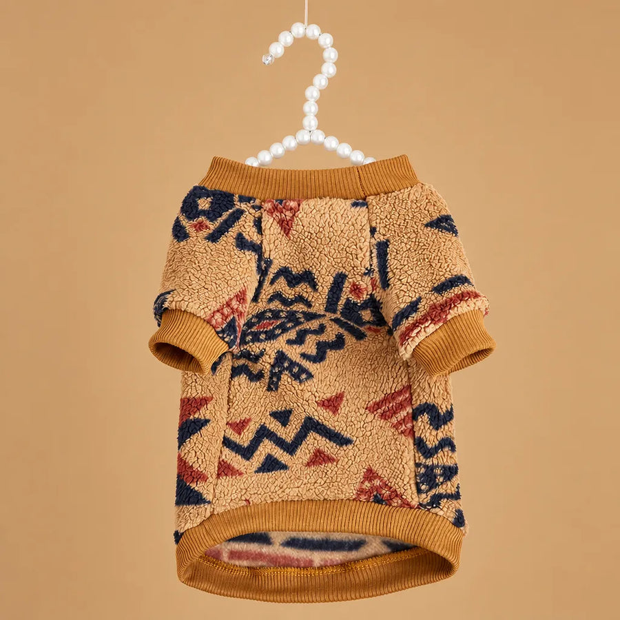 Pull chien hiver ethnique en peluche - XS à XXL