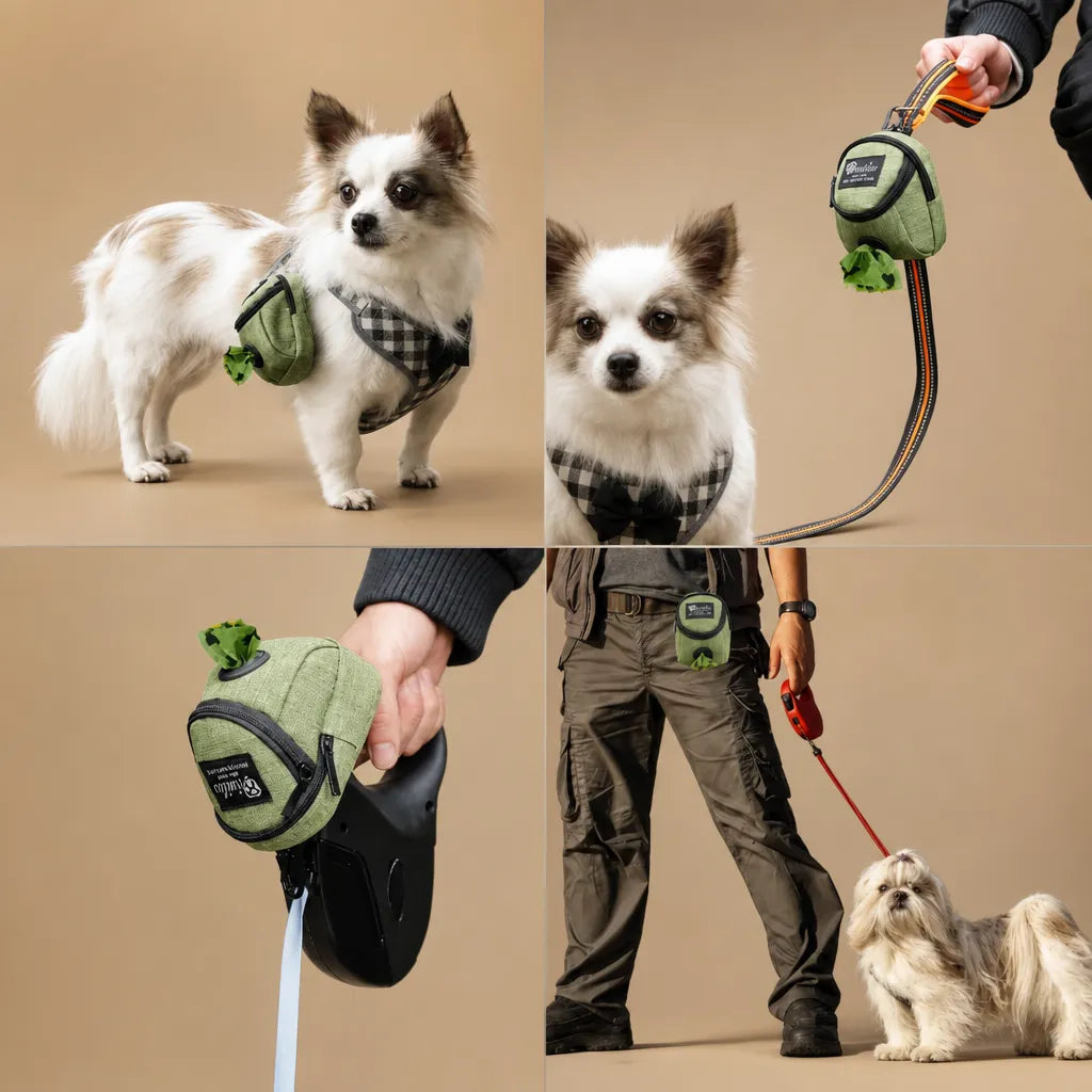 Sac pour friandises chien 2 en 1 - Distributeur sacs inclus