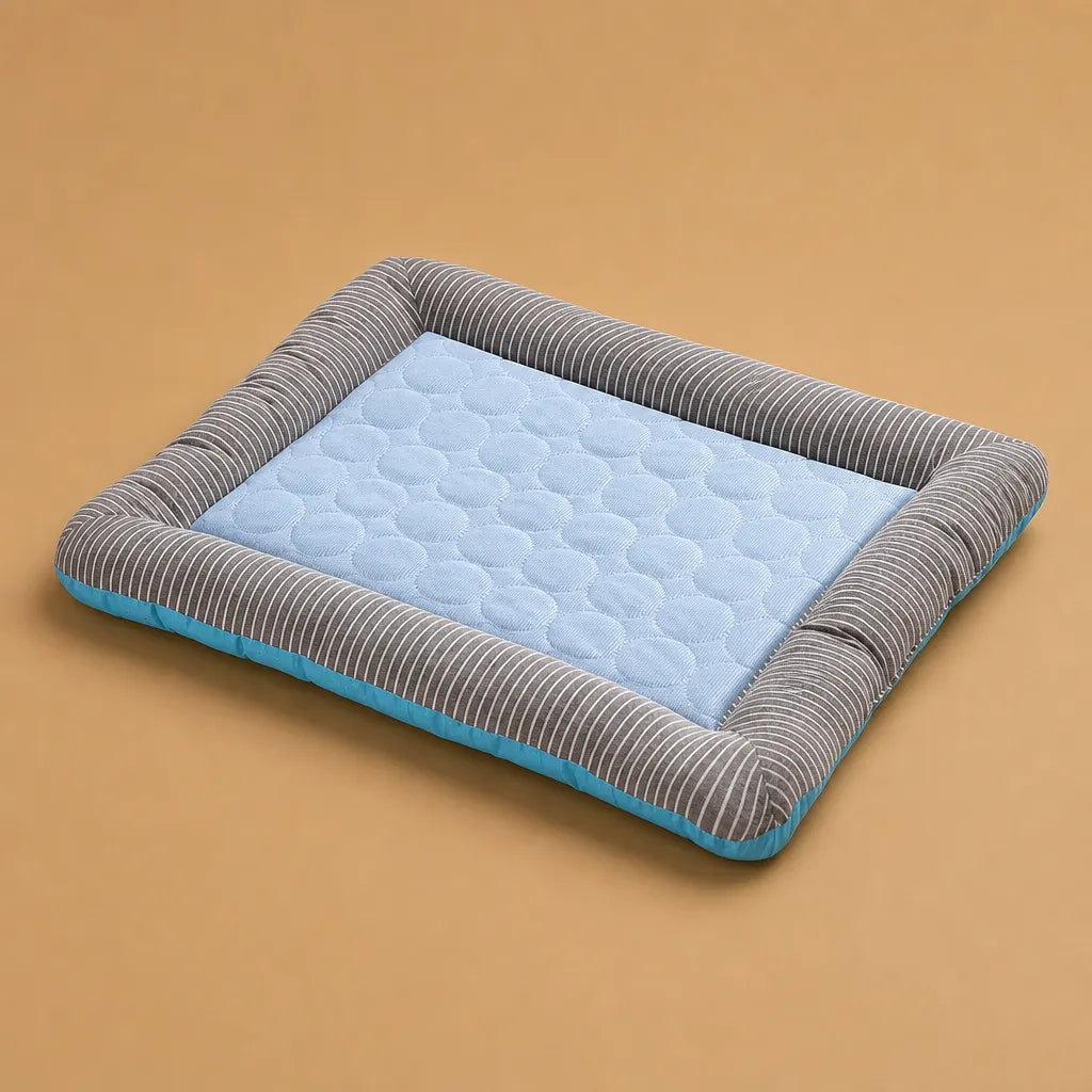 Coussin rafraichissant chien en coton - Rebords moelleux été