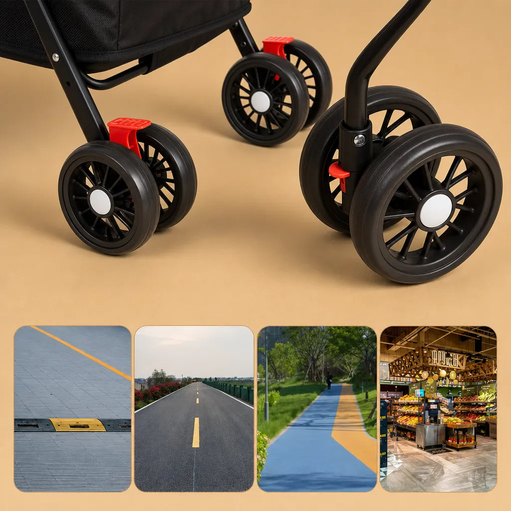Poussette chien légère pliable - Jusqu'à 15 kg 4 roues