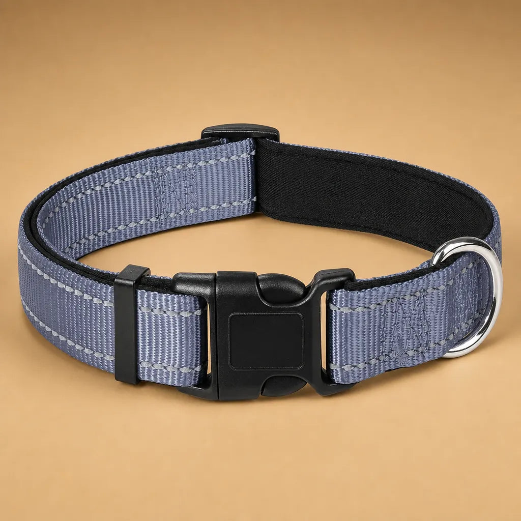 Collier chien réfléchissant - Nylon rembourré S à XL 14 coloris