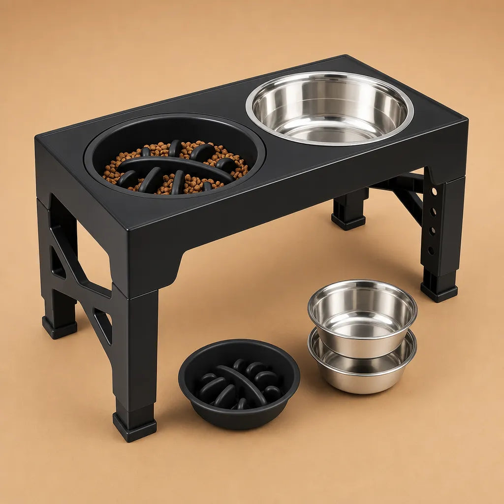 Support gamelle pour chien surélevé réglable - Double bol