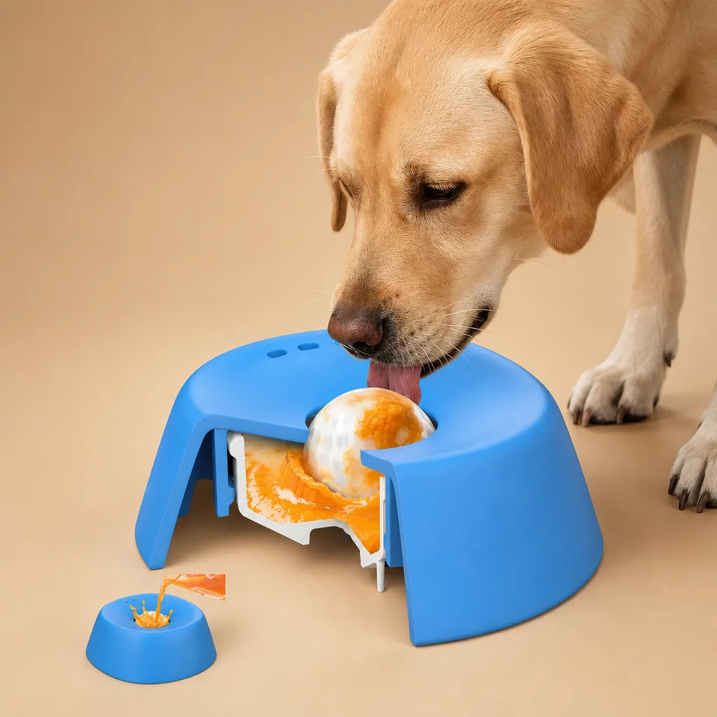Bol à lécher chien balle rotative - Anti-étouffement lent