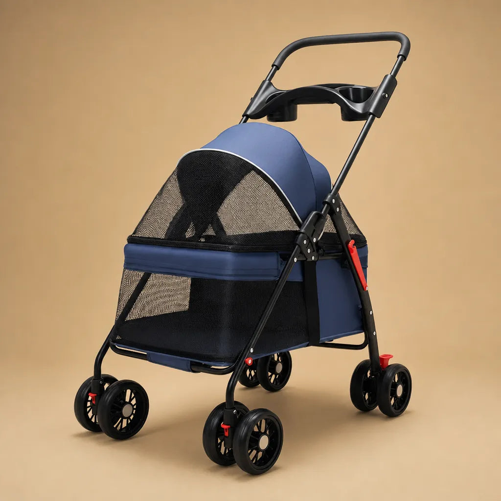 Poussette chien légère pliable - Jusqu'à 15 kg 4 roues