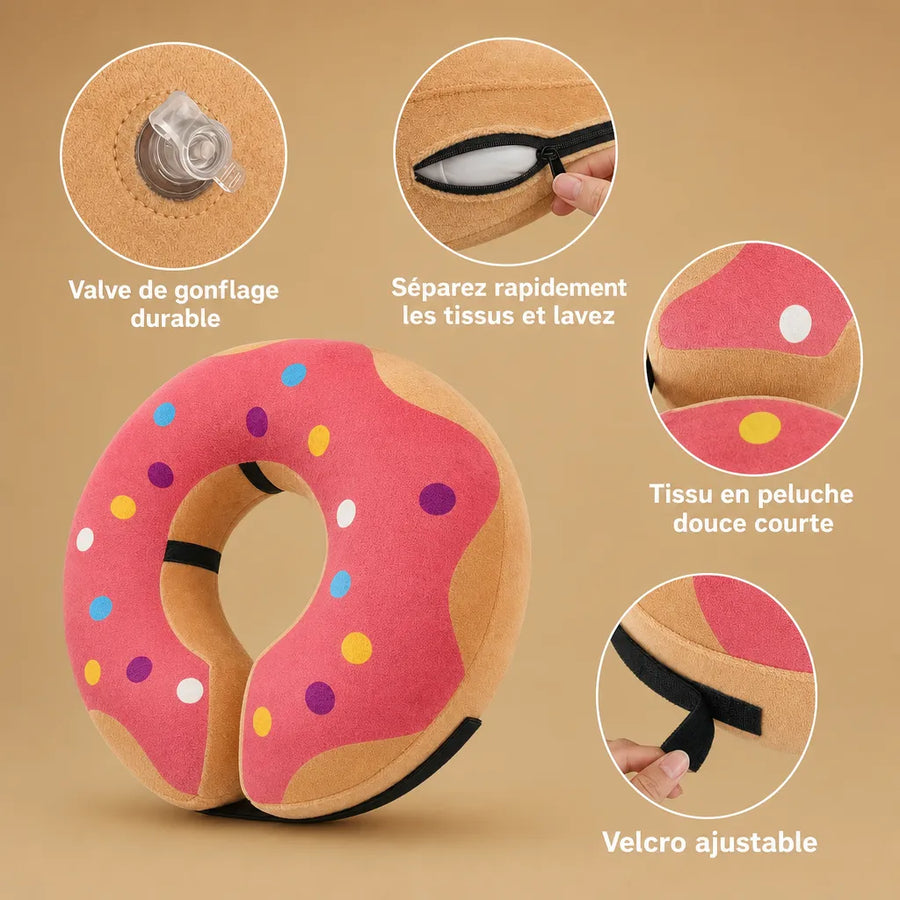 Collerette donut chien gonflable - Alternative douce au cône