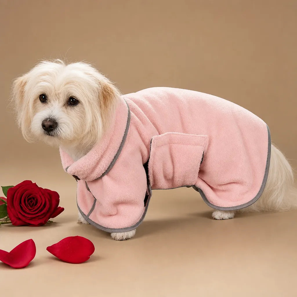 Peignoir chien ultra absorbant - microfibre 2 en 1 séchage