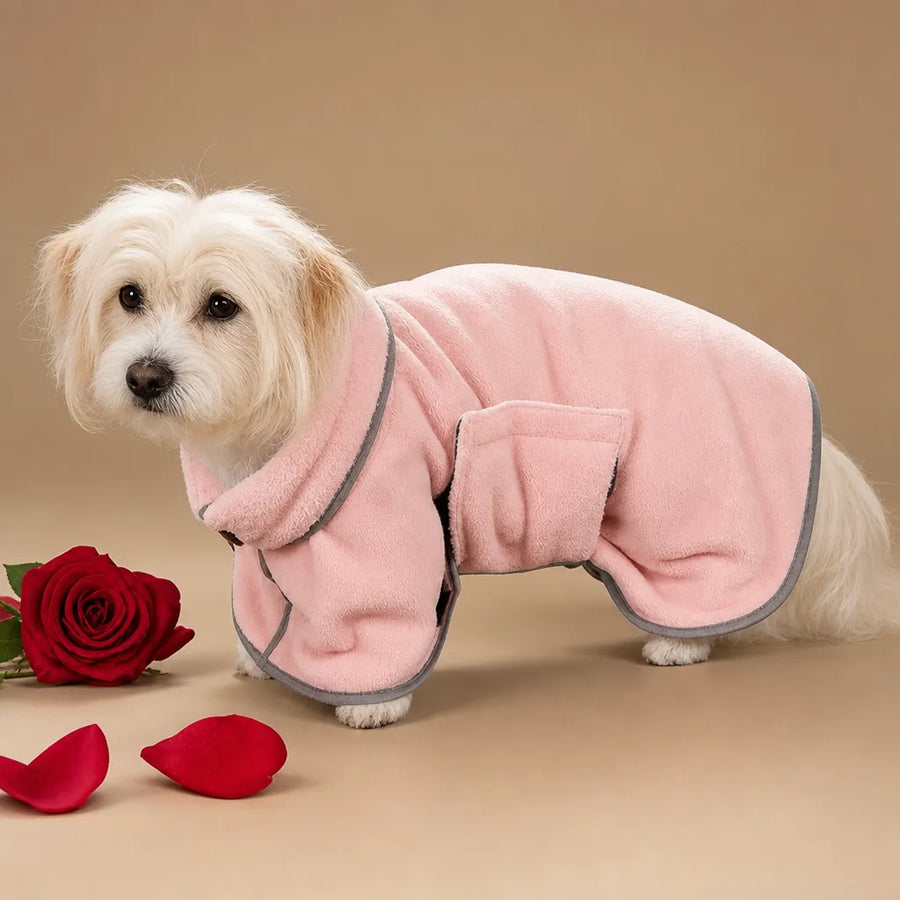 Peignoir chien ultra absorbant - microfibre 2 en 1 séchage