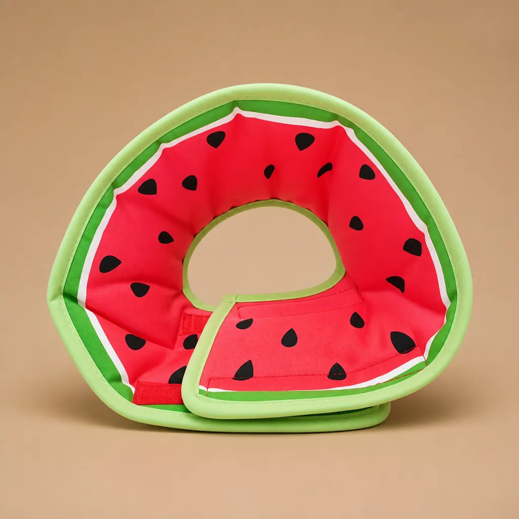 Collerette chien tissu coton - Motifs fruités anti-léchage