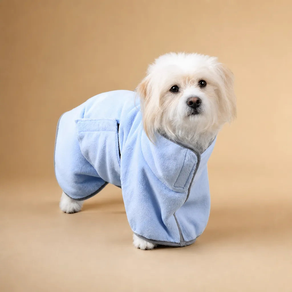 Peignoir chien ultra absorbant - microfibre 2 en 1 séchage