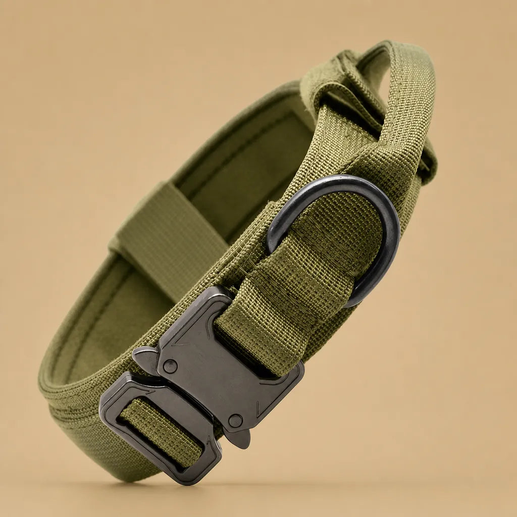 Collier tactique chien - Nylon militaire poignée métal M à XL